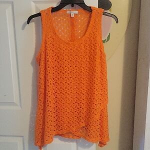 Fever Orange SzXL Crochet Lace Sleeveless Cover
